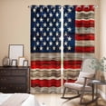 thumbnail image 3 of Vintage American Flag Kitchen Curtains 96 Inch Length, Blue Star Red Striped Wooden Grommet Top Bedroom Living Room Curtains, Light Filtering Cafe Curtain Drapes 2 Panels Set 104''x96'', 3 of 9