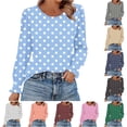 thumbnail image 2 of ShiShine Womens Fall Tops Casual Crew Neck Long Sleeve Tops Cute Polka Dot Graphic Dressy Blouses, 2 of 6