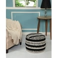 thumbnail image 4 of LR Home Small Braided Striped Indoor Round Pouf, Black/Natural, 18" x 18" x 14", 4 of 7