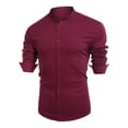 thumbnail image 5 of Utoimkio Men's Long Sleeve Shirts Casual Button Down Stand Collar Loose Fit Lightweight Shirts Cardigan Blouse Tops for Men, 5 of 5