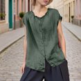thumbnail image 1 of Xuyuer Women's Solid Color Sleeveless Blouse, Lace Collar Cardigan Top Loose Fit Casual Fashion Shirt, 1 of 6