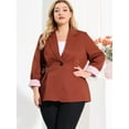 thumbnail image 4 of GRACE & GRANDEUR Blazer Décontracté à Rayures pour Femmes Grande Taille avec Revers Cranté, 4 of 6