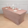 thumbnail image 3 of BalsaCircle 6 feet Rose Gold Fitted Spandex Rectangular Tablecloth Metallic Tinsel Table Cover Party Events Decorations, 3 of 8