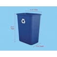 thumbnail image 2 of 20.5 Inch Tall Blue Recycling Bin - 10 Gallon Rectangular Plastic Recycle Container with White Recycling Symbol for Home, Kitchen, Office, 2 of 5