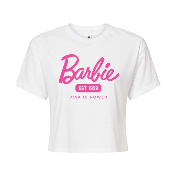 Barbie - Pink is Power - Juniors Cropped Graphic T-Shirt