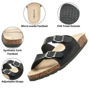 Alpine Swiss Mens Double Strap Slide Sandals with EVA Sole - Flat Casual Comfort Shoes, Black