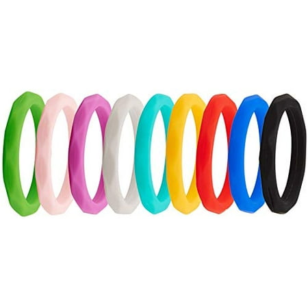 Silicone Wedding Rings Blue Silicone Wedding Bands Anniversary Rings Turquoise Wedding Rings Purple Rings Set Of 9 Color Rings (7 White)