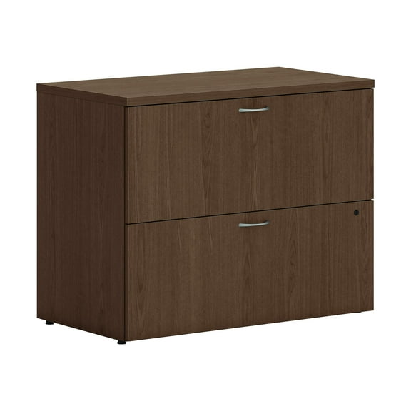 HON Mod 2-Drawer Lat File Cab Locking Letter/Legal Sepia Walnut 36" LLF3620L2LE1