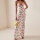 thumbnail image 5 of Vestido De Tirantes Finos Vestido de tirantes de espagueti para mujer Vestido sin espalda con estampado de tulipán Lady Sexy Maxi (Blanco S) Ygjytge para Mujer Blanco T M, 5 of 9