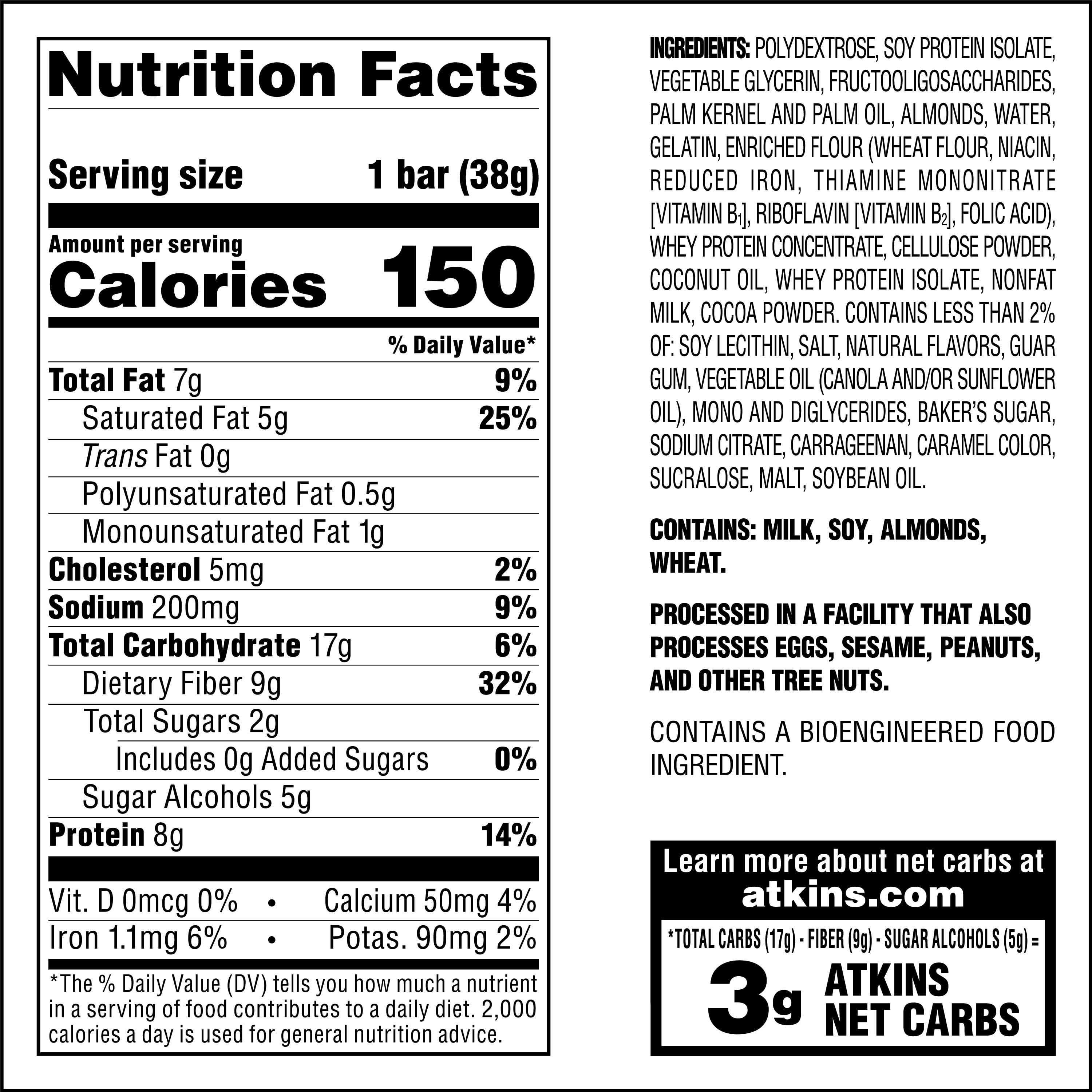 Atkins Snack Bar, High Protein, Low Carb, Chocolate Caramel Pretzel, 5 Ct