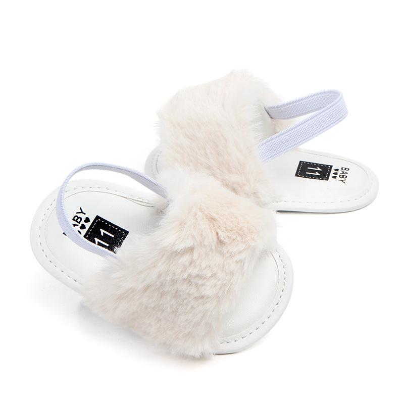 Baby Girls Summer Sandals Non Slip Soft Sole Infant Dress Shoes Newborn Toddler Furry Fur First Walker Crib Shoes House Slipper - image 4 of 5