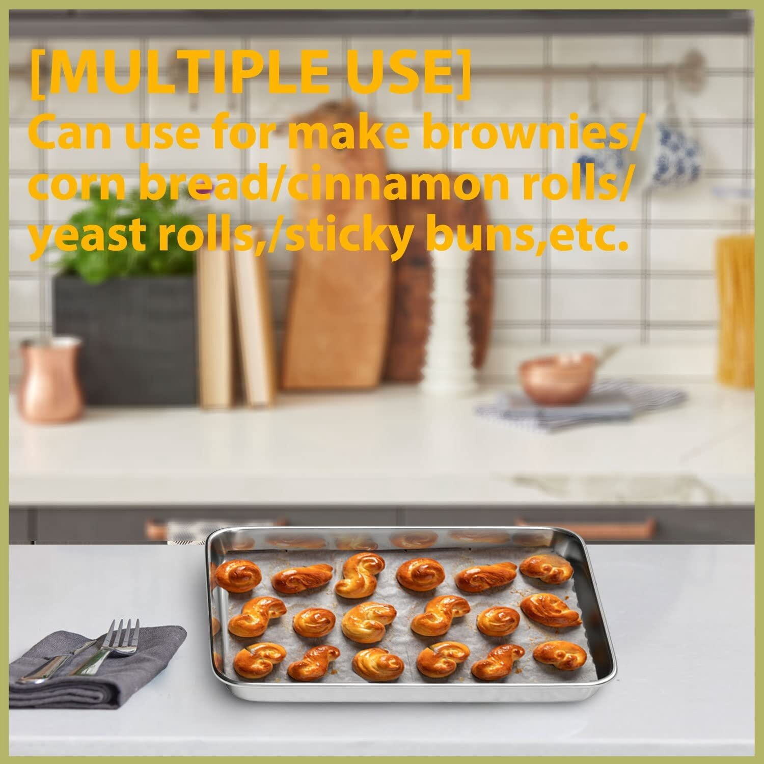 Baking Sheet Cookie Sheet Set of 2, GoXteam Stainless Steel Baking Pans Tray Professional 10 inch, Non Toxic & Healthy, Mirror Finish & Rust Free, Easy Clean & Dishwasher Safe