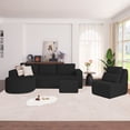 thumbnail image 3 of Soscana Living Room Furniture Set,3 Piece Bornless Sofa Set,L Shaped Corduroy Couch with Single Lounge Chair & Ottoman, Modular Sectional Sofa with Movable Footstool for Living Room,Apartment, 3 of 9