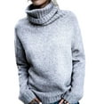 thumbnail image 3 of Women Oversized High Neck Pullover Sweater Cable Knit Long Sleeve Sweater Tops Gray L, 3 of 9