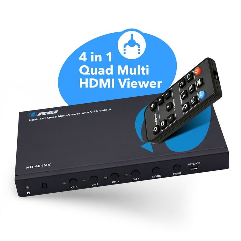 OREI Quad Multi HDMI Viewer 4 in 1 Out HDMI Switcher 4 Ports