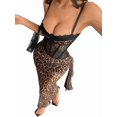 thumbnail image 2 of Women'S Mesh Corset Dress Sleeveless Satin Slit Dresses Party Cocktail Ruched Bodycon Dress Brown M, 2 of 9