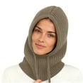 thumbnail image 3 of Roncen Women's Balaclava, Ribbed Knit Winter Hat with High Collar & Drawstring Hood, Wind-Resistant & Warm, 3 of 5