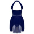 thumbnail image 2 of Alvivi Kids Girls Rhinestone Lyrical Dance Dress Figure Ice Skating Leotard Modern Contemporary Costume Navy Blue 10, 2 of 7