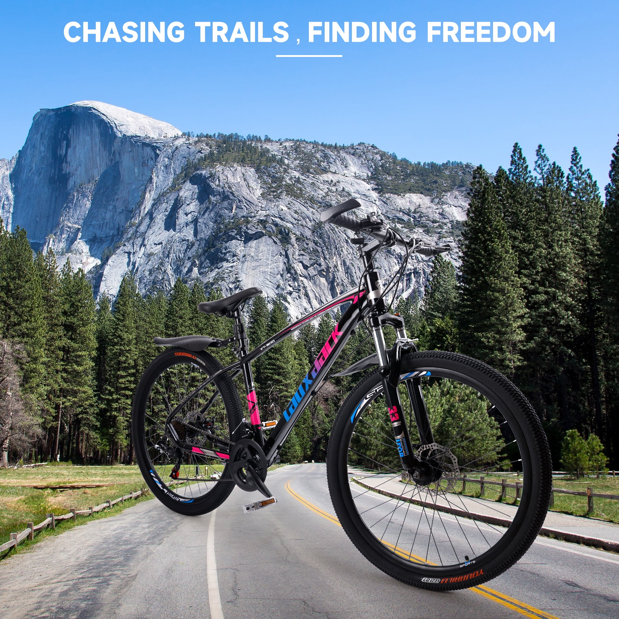 Mountain Bike, 27.5 Inch Shimano 21 Speed, Dual Disc Brake Bike for Men Womens Adult, Front Suspension Bicycle