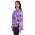 thumbnail image 2 of Moomaya Chemise Boutonnée Imprimée pour Femmes Col Mandarin Manches Longues Haut d'Été, 2 of 7