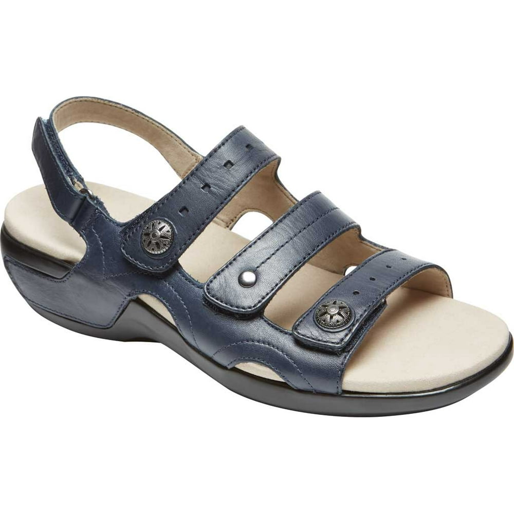 Aravon Women's Aravon PC Three Strap Slingback Sandal Navy Leather 12