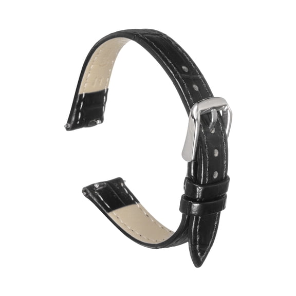 Uxcell Quick Release Leather Watch Band 14mm Embossed Pattern Leather Watch Strap Replacement for Men Women, Black