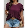 thumbnail image 6 of LANREMON Womens Tops Plus Size Short Sleeve Top Crew Neck Top Basic T Shirts for Women Casual Summer Clothes Beige Round Neck Winered XXXXXL, 6 of 6
