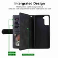 thumbnail image 3 of Dteck 9 Card Slots Wallet Case for Samsung Galaxy S21,Hybrid Magnetic PU Leather Zipper Kicstand Shockproof Rubber Full Protector Cover with Strap, black, 3 of 5