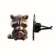 thumbnail image 2 of Decoración del hogar, decoración de habitaciones, decoración de paredes. Difusor de aromaterapia con clip plano para coche con mapache pequeño en 2D., 2 of 8