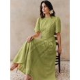 thumbnail image 7 of Elegant Green Eyelet Lace Short Sleeve A-Line Maxi Dress, 7 of 7
