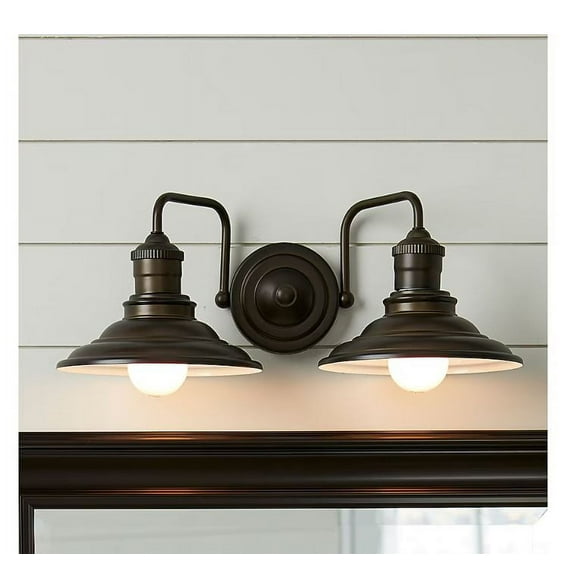 allen   roth Hainsbrook 18.25-in 2-Light Antique Bronze Coastal Vanity Light
