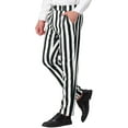 thumbnail image 4 of INSPIRE CHIC Men's Striped Dress Pant Classic Fit Flat Front Business Work Prom Trousers 28 Black White, 4 of 7