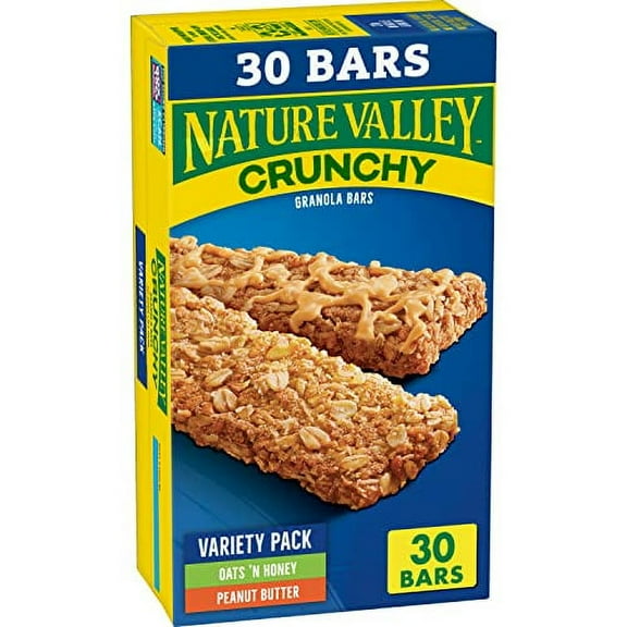 Nature Valley Granola Bars, Crunchy, Peanut Butter and Oats 'n Honey, 30 ct