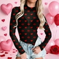 thumbnail image 2 of CAIXIA Valentine Mesh Long Sleeve Top Heart Print Womens Mesh Sheer Tops Crew Neck Summer Loose FIt Party Clubwear Shirts, 2 of 5