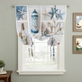 thumbnail image 2 of Blue Oceans Beach Balloon Curtains for Windows, Bedroom Curtains 54 Inch Length, Nautical Coastal Starfish Seashell Tie Up Curtains Panels Thermal Insulated Bathroom Curtains Window 42"x54", 2 of 8