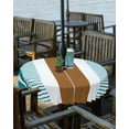 thumbnail image 2 of Outdoor Tablecloth with Umbrella Hole Zipper,Boho Vintage Texture Teal Brown Waterproof Zippered Table Cloth for Square Tables,Stripes Geometric Art Patio Table Covers for Indoor Pinic Party, 2 of 6