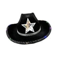 thumbnail image 2 of Sombrero de vaquero occidental, sombrero de protección solar para damas, festivales, camping, pesca. Negro, 2 of 9