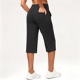 thumbnail image 4 of Women's Solid Color High Waisted Stretchy Capri Pants, Pull On Golf Yoga Work Capris for Women, Lightweight Breathable Casual Cropped Pants with Side Pockets Black L, 4 of 7