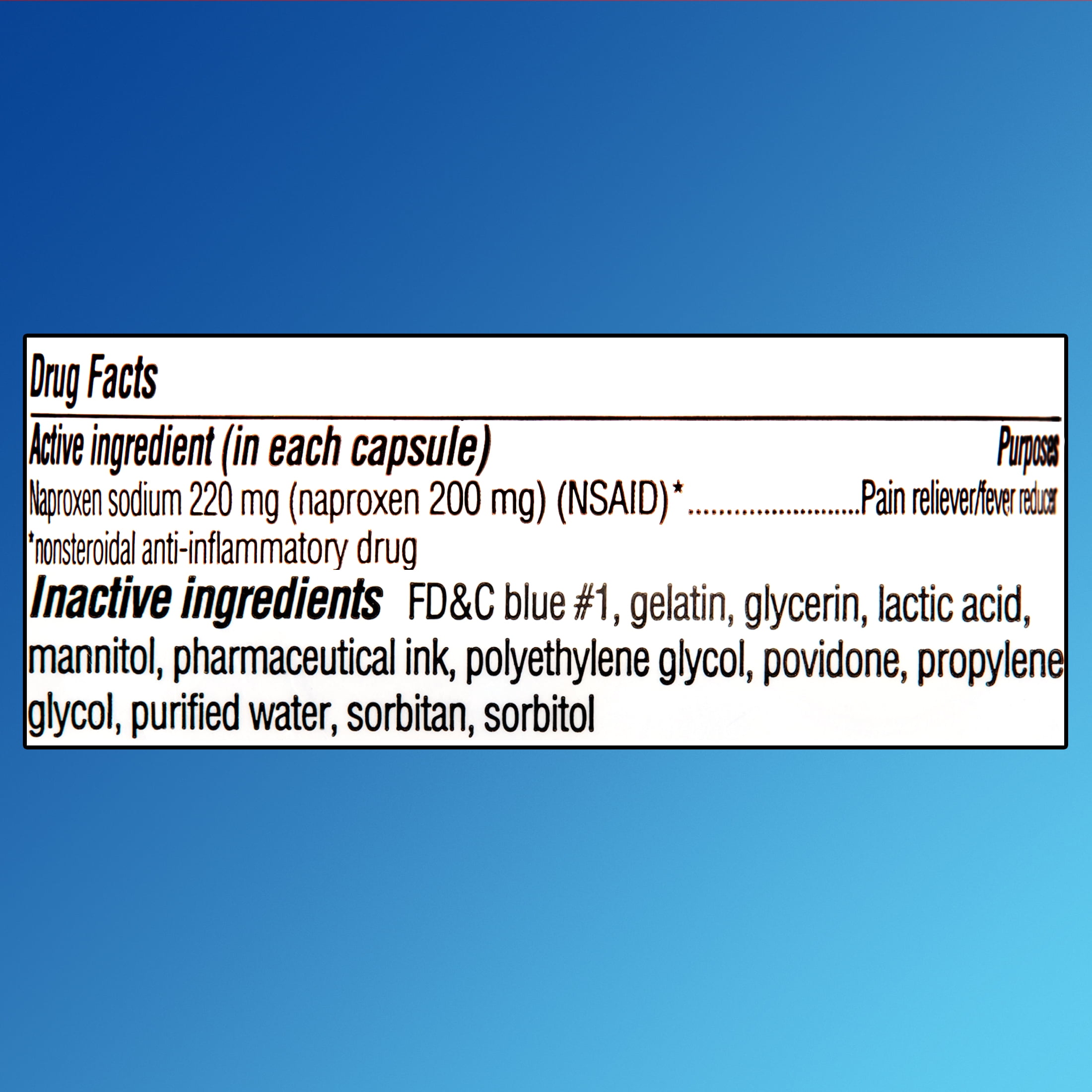 Equate All Day Pain Relief Naproxen Sodium Liquid Gels, 220 mg, 80 Count, Easy Open Cap, Compare to ALEVE® Liquid Gels Active Ingredient