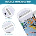 thumbnail image 3 of Yayeee 30oz Stainless Steel Tumbler with Straw and Handle Double-Wall Insulated Travel Water Bottle, Colorful Leaves, 3 of 8