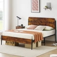 thumbnail image 2 of Soonbuy Full/Queen Metal Bed Frame, Wooden Headboard and Footboard,Rustic, 2 of 8