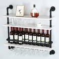 Industrial Pipe Shelf Wine Rack Wall Mounted with 9 Stem Glass Holder,3
