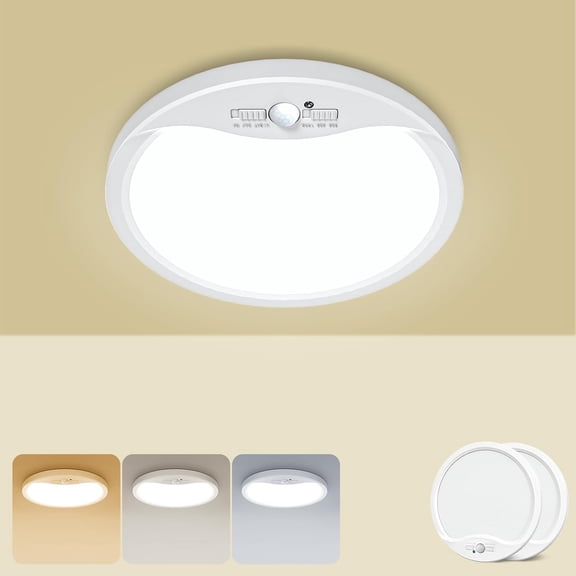 7inch 15W Motion Sensor Ceiling Light Wired, 3 Sensing Modes Motion Activated Closet Lights White, 3000K/4000K/6500K Waterproof LED Ceiling Lamp for Pantry Closet Shower Hallway