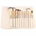 thumbnail image 1 of 12 Piece Makeup Brushes Set | Horse Hair Professional Kabuki Makeup Brush Set Cosmetics Foundation Makeup Brushes Set Kits with White Cream-colored Ca, 1 of 4