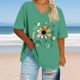 thumbnail image 2 of Sexlip Womens Swimsuit Set Sunflower Accent Print Cover Up Design V Neck Short Sleeve Flowy Silhouette Quick Dry Fabric for Beach Outings Green XXXL, 2 of 4