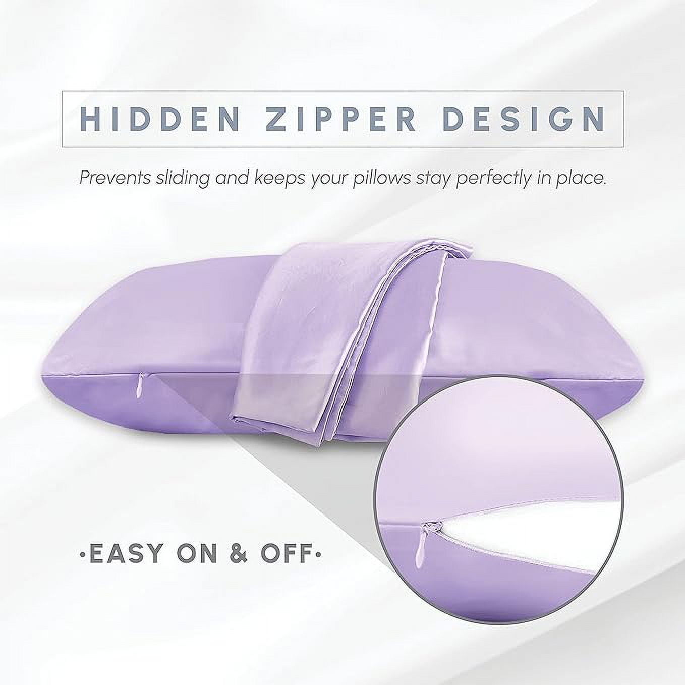 6 Pieces Pillowcase Set with Hidden Zipper closure, Standard/Queen, Lilac