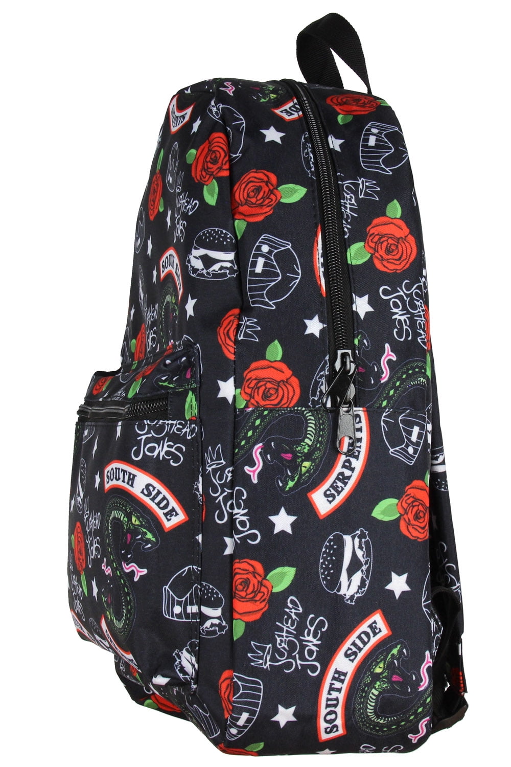 Riverdale Jughead Jones Southside Serpents Motif Drawstring Canvas Bag Drawstring Backpack-Black
