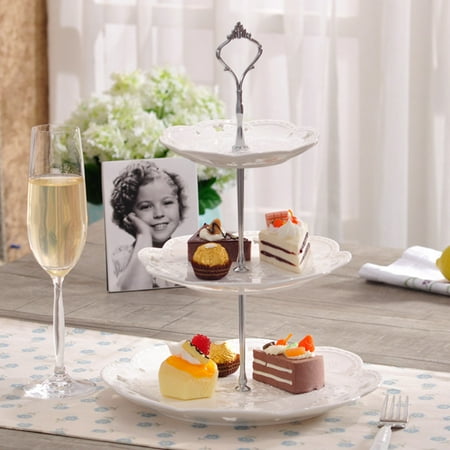 

Toutek Set of 3 Tiers Cake Plate Stand Handle Fitting Party Crown Rod DIY