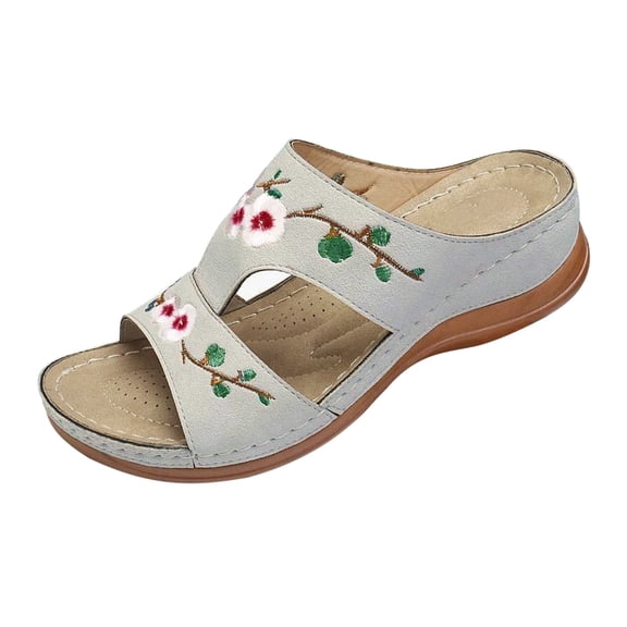 zuwimk Platform Sandals Women,Women's Summer Sandals Casual Comfortable Bohemia Beach Flat Sandals Open Toe Ankle Gladiator Shoes White