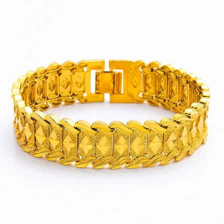 20mm Wide Chunky Big Bracelet 14K Yellow Gold Star Chain Link Bracelets angles for Men Vintage Jewelry Pulseiras